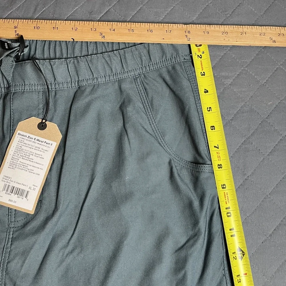 Prana Mens XL‎ x 30 Stretch Zion E-Waist Pants II Grey Blue Standard Fit - NWT